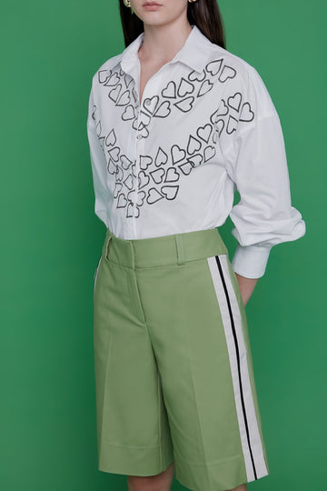 Bermuda Verde Esmeralda Detalhe Listra Lucidez